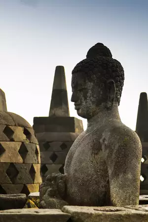 Rock monument carving of buddha in Indonesia