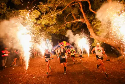 The starting line at the Beachcomber Trail ultramarathon in Mauritius