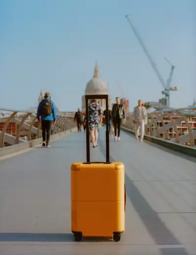 The Carry On suitcase on London's Millennium Bridge The Carry On suitcase on London's Millennium Bridge