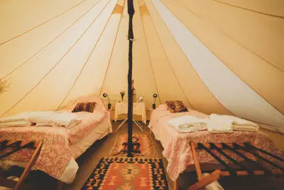 Inside the bell tent