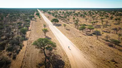 Cyclist in the Kalahari