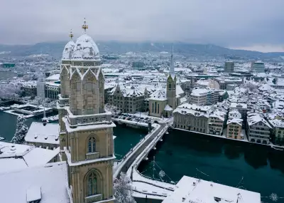 Zurich's Old Town, with the Grossm&uuml;nster in the foreground