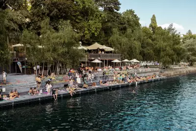 Flussbad Oberer Letten public river bath along the Limmat River
