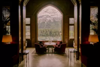 Dining at Badrutt's Palace with mountain view