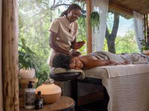 Getting a massage in an eco-lodge in South Africa