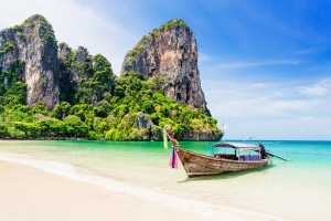 Traditional long-tail boats in Krabi