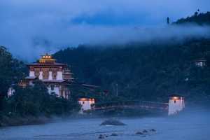 The Punakha Dzong temple in Punakha, Bhutan