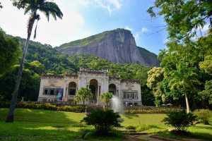 View of Cristo Redenter at Rio de Janeiro Botanical Garden