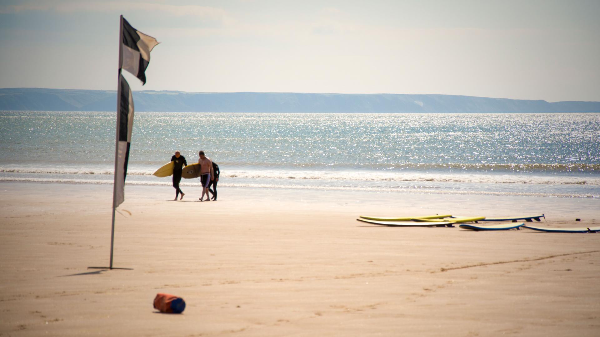 Surfing at Croyde Beach, Devon Surfing at Croyde Beach, Devon