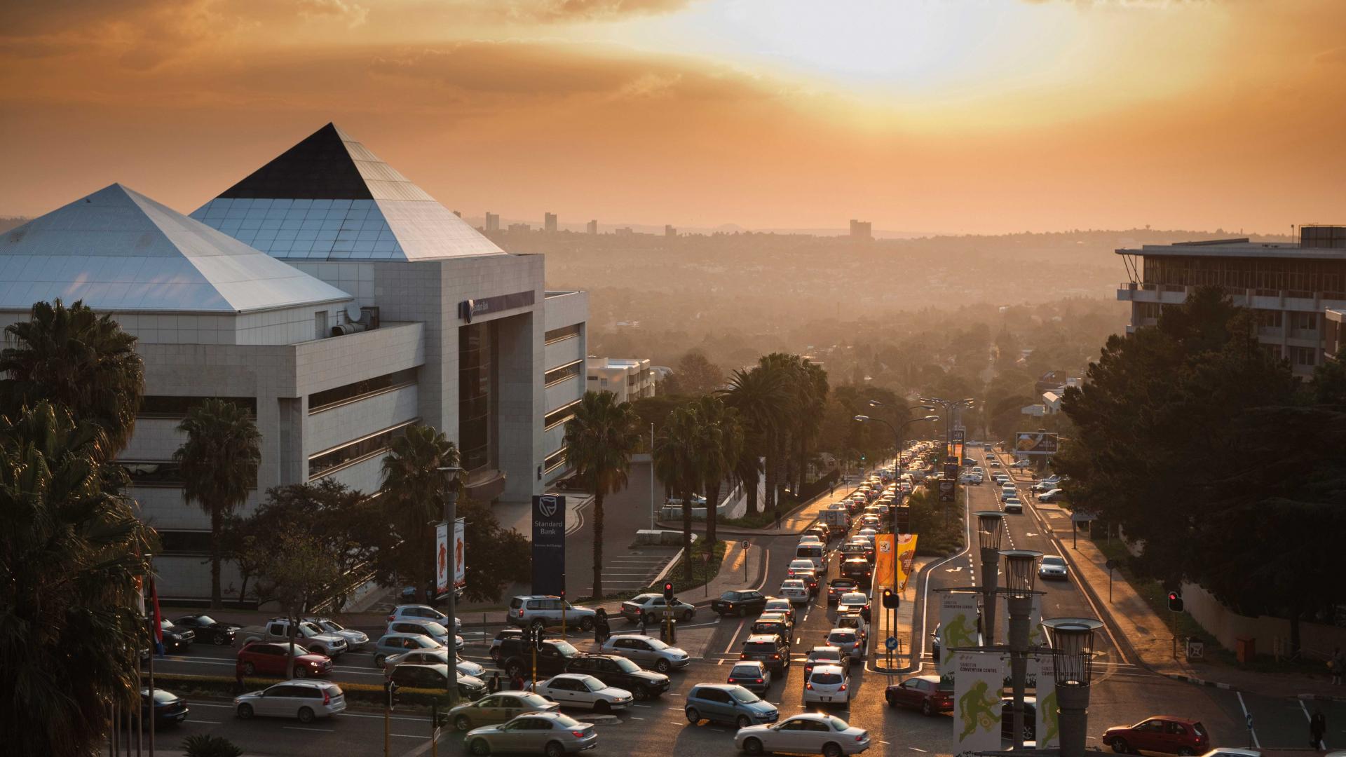 Traffic heading across Johannesburg, South Africa Traffic heading across Johannesburg, South Africa