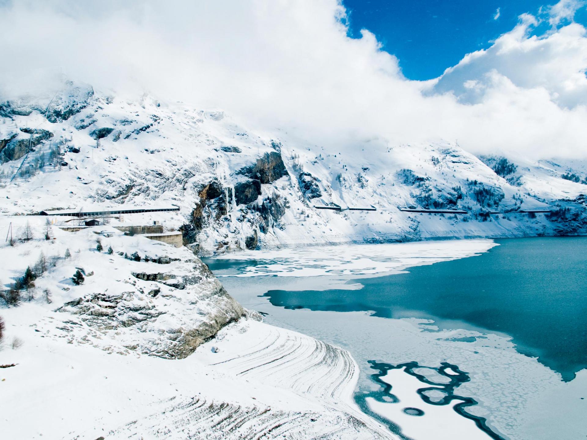 A frozen lake in the French Alps A frozen lake in the French Alps