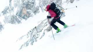 Off piste skiier in Slovenia