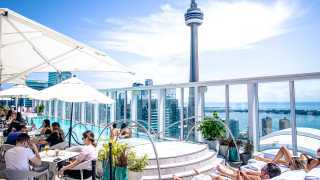 The rooftop pool at the Bisha hotel in Toronto