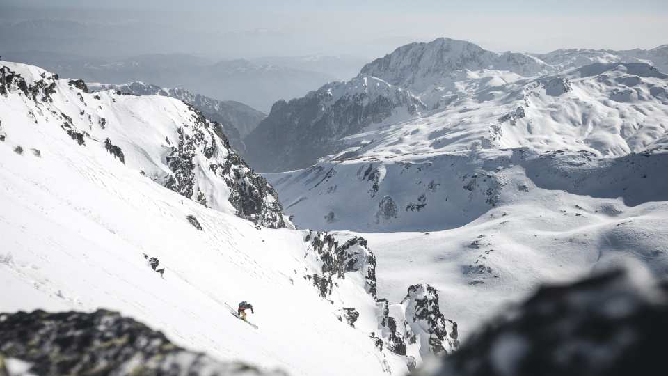 Following a line down the muscular Accursed Mountains in Kosovo