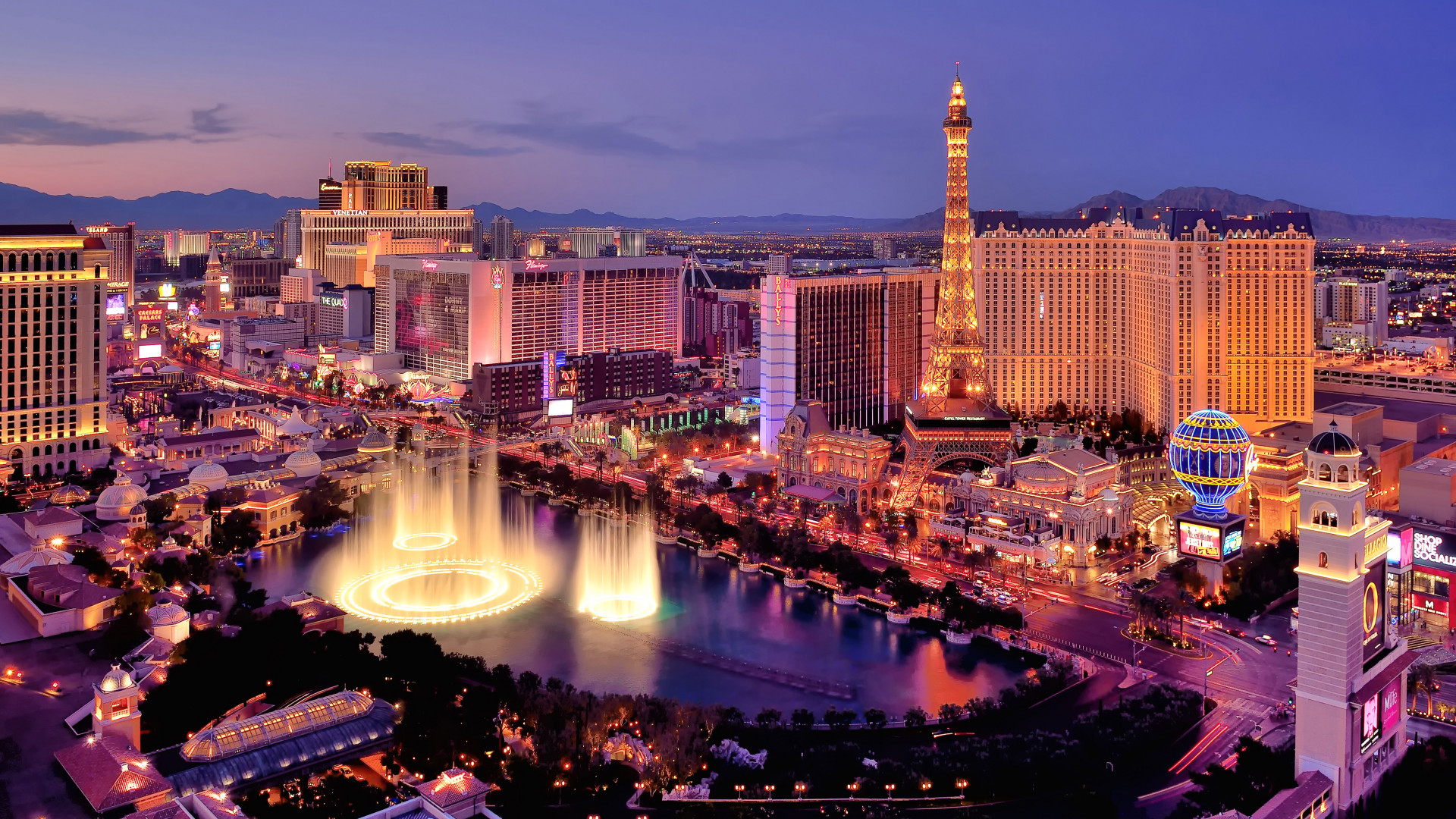 Light show in Las Vegas strip by night Light show in Las Vegas strip by night