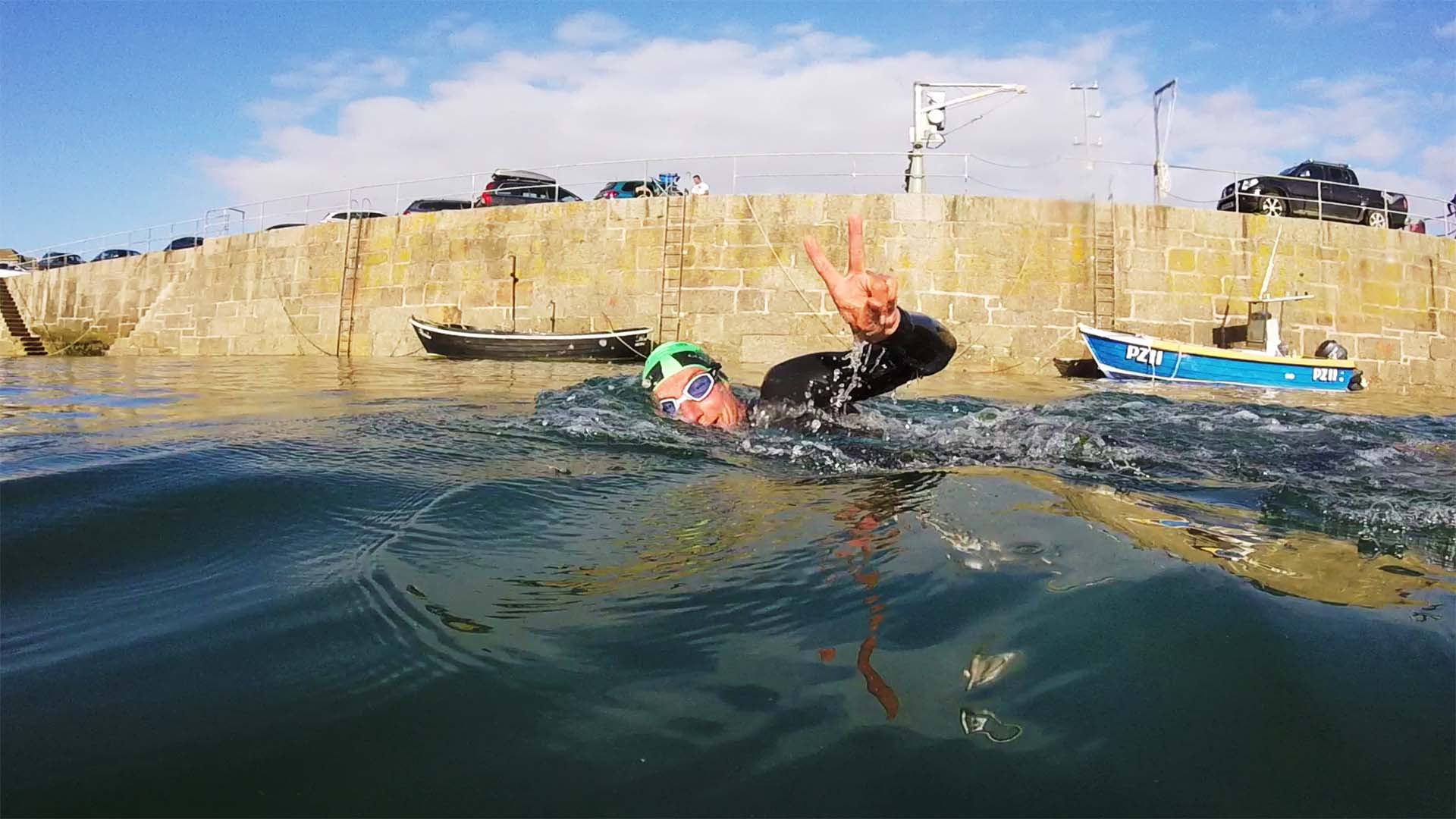 Wild swimming on the coast of Cornwall, UK Wild swimming on the coast of Cornwall, UK