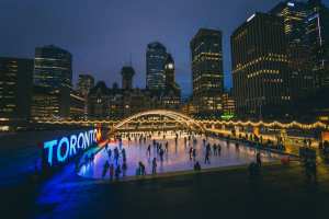 Ice skating in Nathan Phillips Square