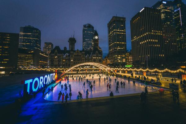 Ice skating in Nathan Phillips Square