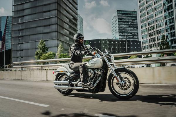 Man riding a Harley-Davidson
