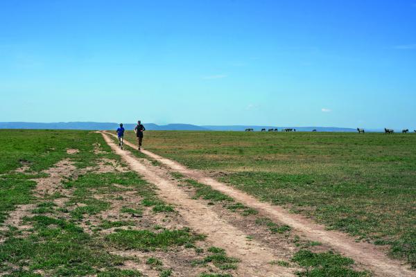 Running in the Kenyan savannah