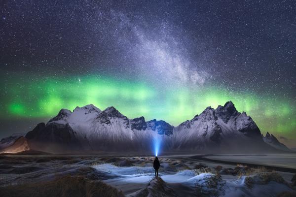 The Northern Lights in a starry Iceland sky