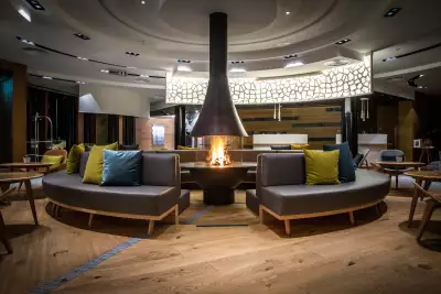 A lounge at the Radisson Blu Reussen, Andermatt
