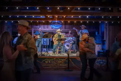 A band playing in Luckenbach, Texas