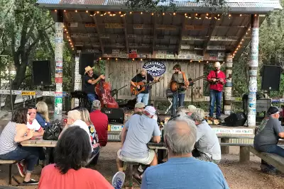 A band playing in Luckenbach, Texas