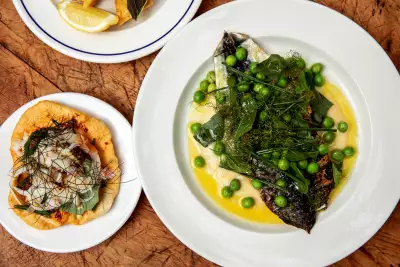 Butterflied fish with peas at the Updown restaurant