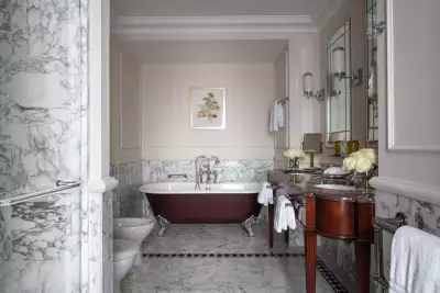 A claw-footed tub in the bathroom