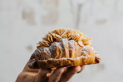 An almond croissant from Melbourne bakery Lune