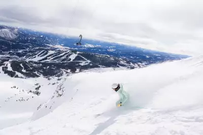Slashing powder at Big Sky, Montana