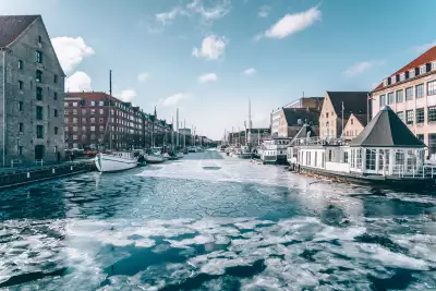 Canals freeze in Chistianshavn, Copenhagen