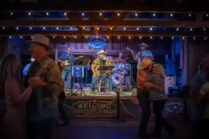 A band playing in Luckenbach, Texas