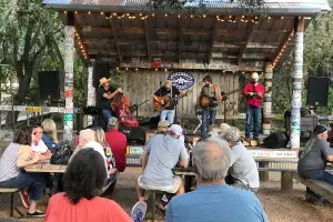 A band playing in Luckenbach, Texas