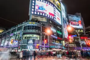 Bright lights at Yonge-Dundas Square