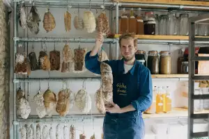 Hugo Guest in his temperature controlled ageing room