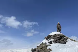 Oleg Gritskevich scouts from a high point Oleg Gritskevich scouts from a high point