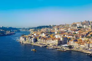 The city of Porto from the water The city of Porto from the water