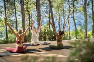 The yoga deck at Sani Club