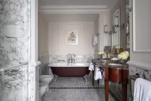 A claw-footed tub in the bathroom A claw-footed tub in the bathroom