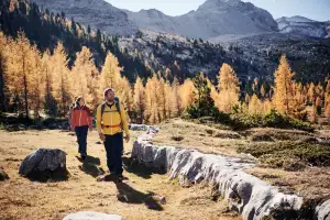 The golden light in the Dolomites in autumn The golden light in the Dolomites in autumn