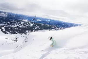 Slashing powder at Big Sky, Montana