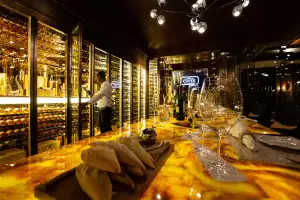 Cuv&eacute;e wine library and private dining room at Origine