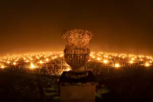 Fires lit to ward off a late frost in Val d'Orcia
