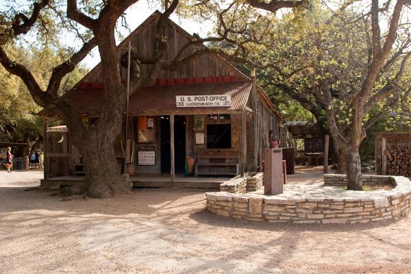 The old-world streets in Luckenbach, Texas