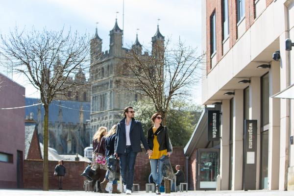 Princesshay with Exeter Cathedral in the background Princesshay with Exeter Cathedral in the background