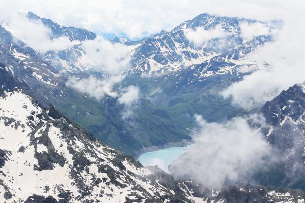The luminous blue glacial lake of the Corbassière glacier The luminous blue glacial lake of the Corbassière glacier