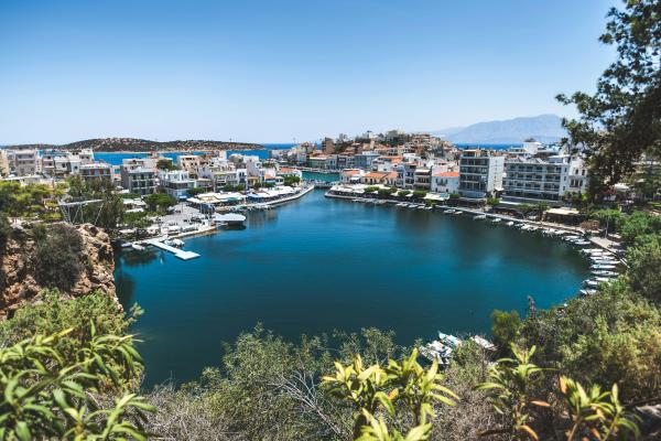 The city harbour of Agios Nikolaos, Crete The city harbour of Agios Nikolaos, Crete