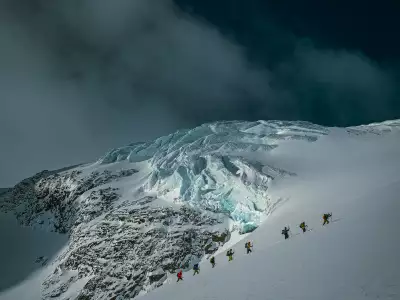 Ascending next to a glacier in the Kebnekaise